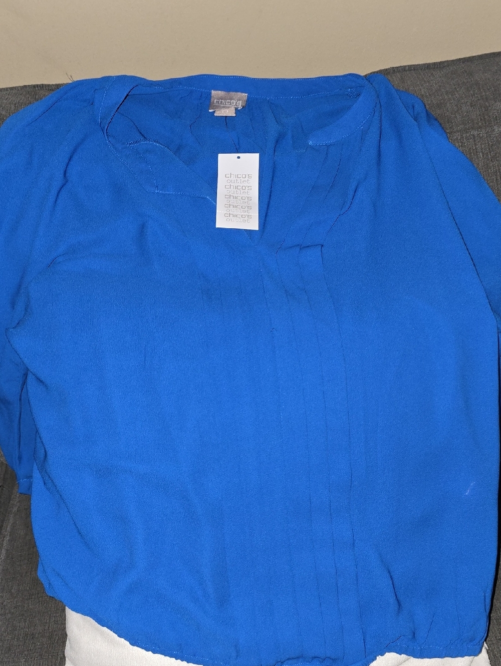 Chico's Royal Blue Pintuck Front Blouse